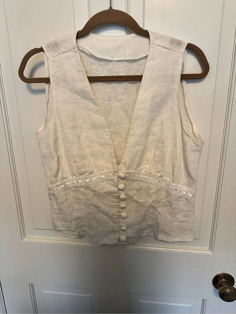Cream Button-Front Vest
